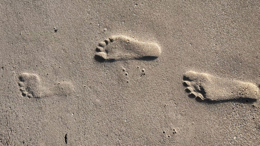 des pas dans le sable